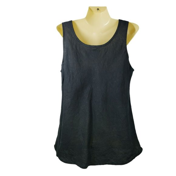 Flax Fundamental Black Tank Top Linen Women's Size Medium - Picture 3 of 9